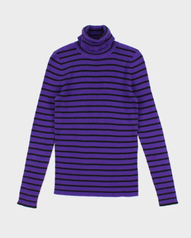 Ralph Lauren Striped Polo Neck Jumper - M sold by Rokit