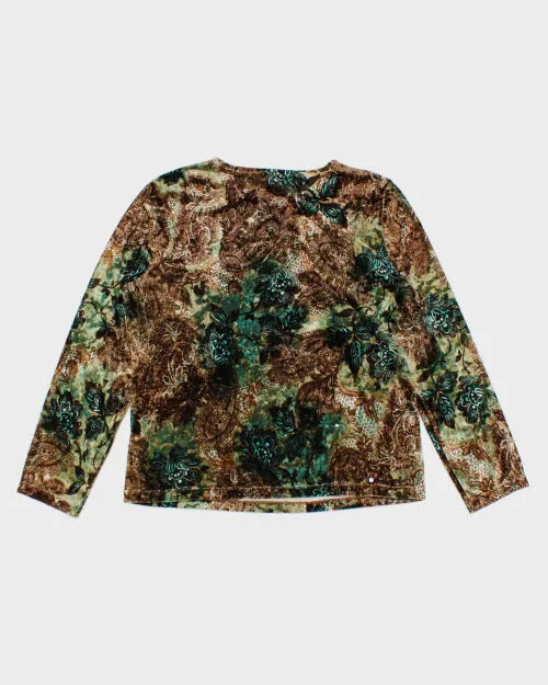 Y2k 00s Velvet Pattern Top - L sold by Rokit product image thumbnail 2