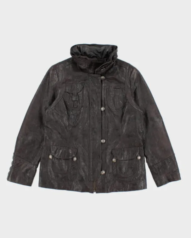 Vintage 90's Danier Brown Multi Pocket Leather Jacket - L sold by Rokit