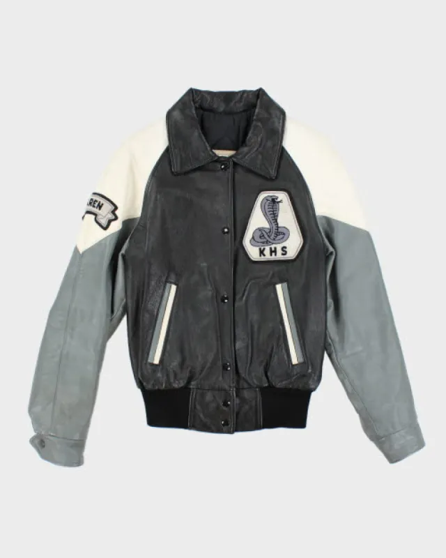 Vintage 90's Women's KHS Cobra Leather Varsity Jacket - S sold by Rokit
