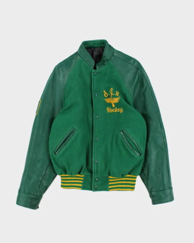 Vintage 80's Embroidered Hockey Varsity Jacket - L sold by Rokit