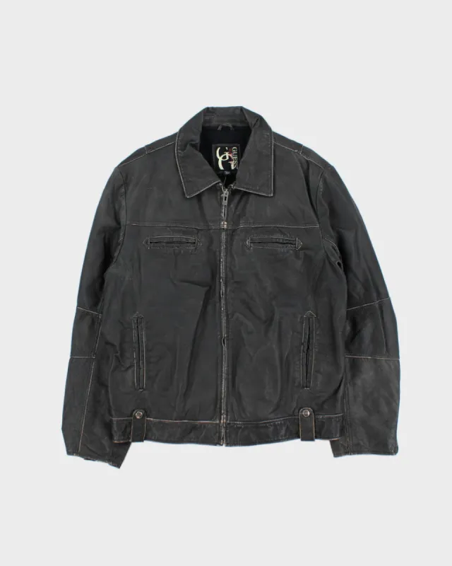 Vintage Y2K Guess Leather Zip Up Jacket - XL sold by Rokit