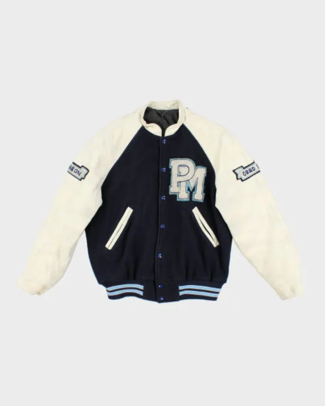 Vintage 80's Embroidered College Leather Varsity Jacket - M sold by Rokit