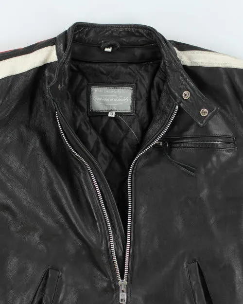 Vintage Heavyweight Striped Leather Biker Jacket - L sold by Rokit product image thumbnail 3