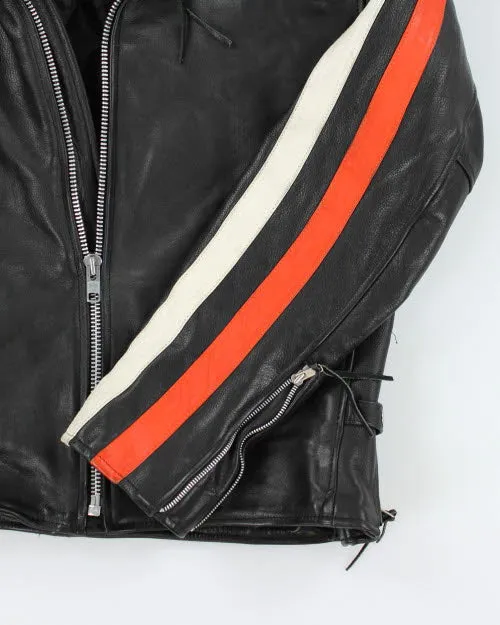 Vintage Heavyweight Striped Leather Biker Jacket - L sold by Rokit product image thumbnail 4