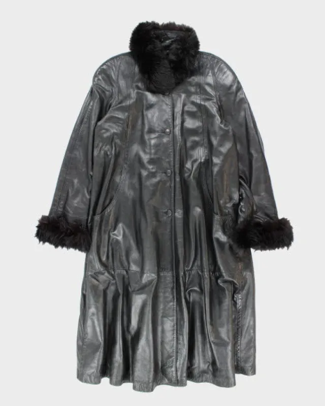 Vintage 90's Long Leather Button Up Overcoat - XL sold by Rokit