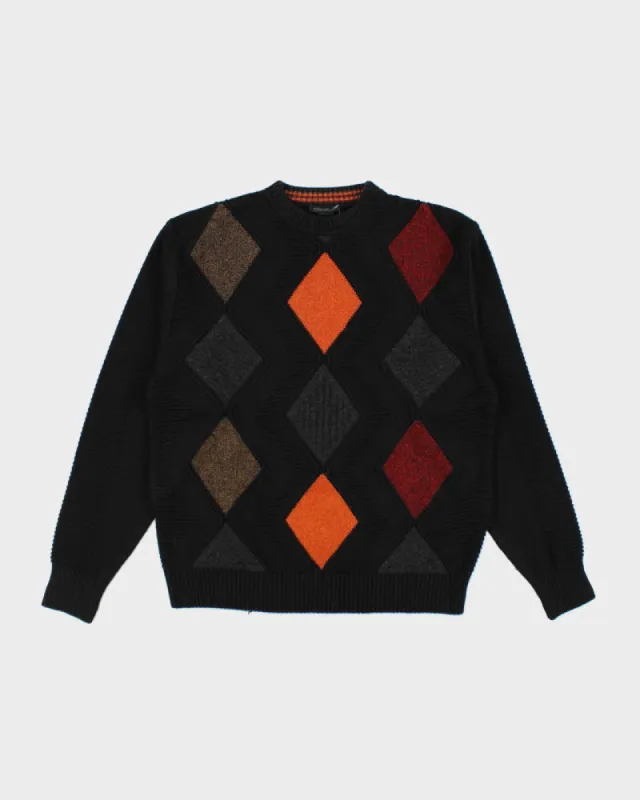 Vintage Point Wool Blend Argyle Knit Jumper - M sold by Rokit