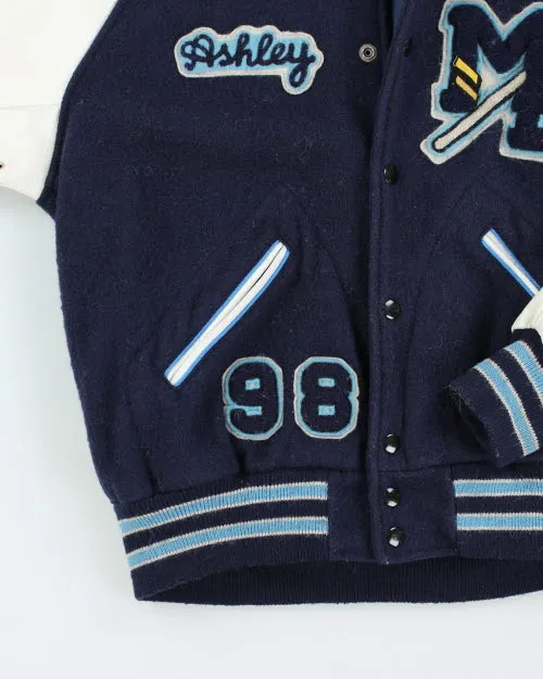 Vintage 80's Embroidered Leather Varsity Jacket - M sold by Rokit product image thumbnail 4