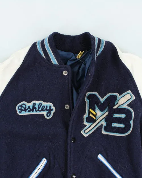 Vintage 80's Embroidered Leather Varsity Jacket - M sold by Rokit product image thumbnail 3