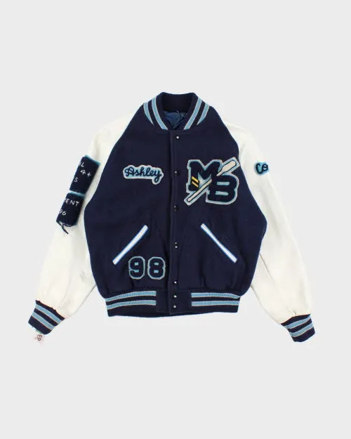 Vintage 80's Embroidered Leather Varsity Jacket - M sold by Rokit