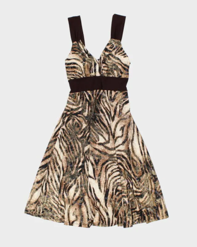 Y2k 00s Tu Tu Animal Print Sparkly Dress - M sold by Rokit