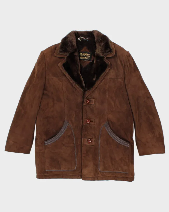 Vintage Suede Fur Lined Coat - L sold by Rokit