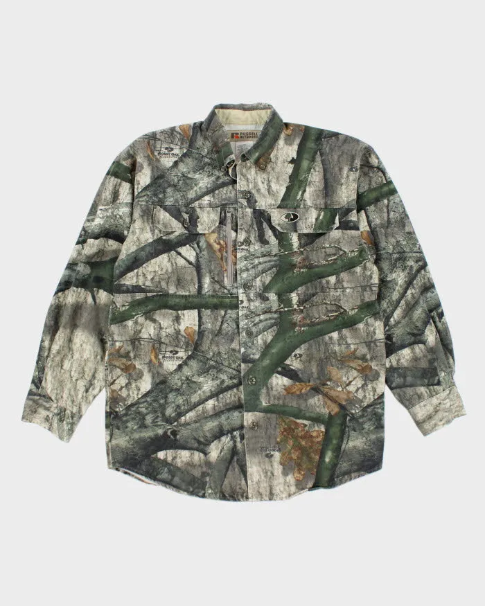 Vintage Russell Athletic Mossy Oak Camouflage Button Up Shirt - M sold by Rokit
