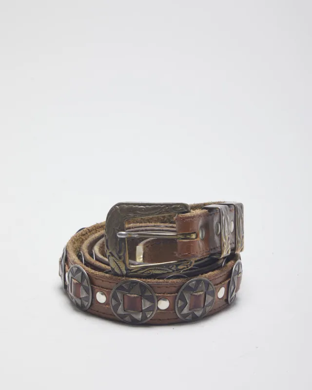 Vintage Leather Skinny Western Belt - W33-W39 sold by Rokit