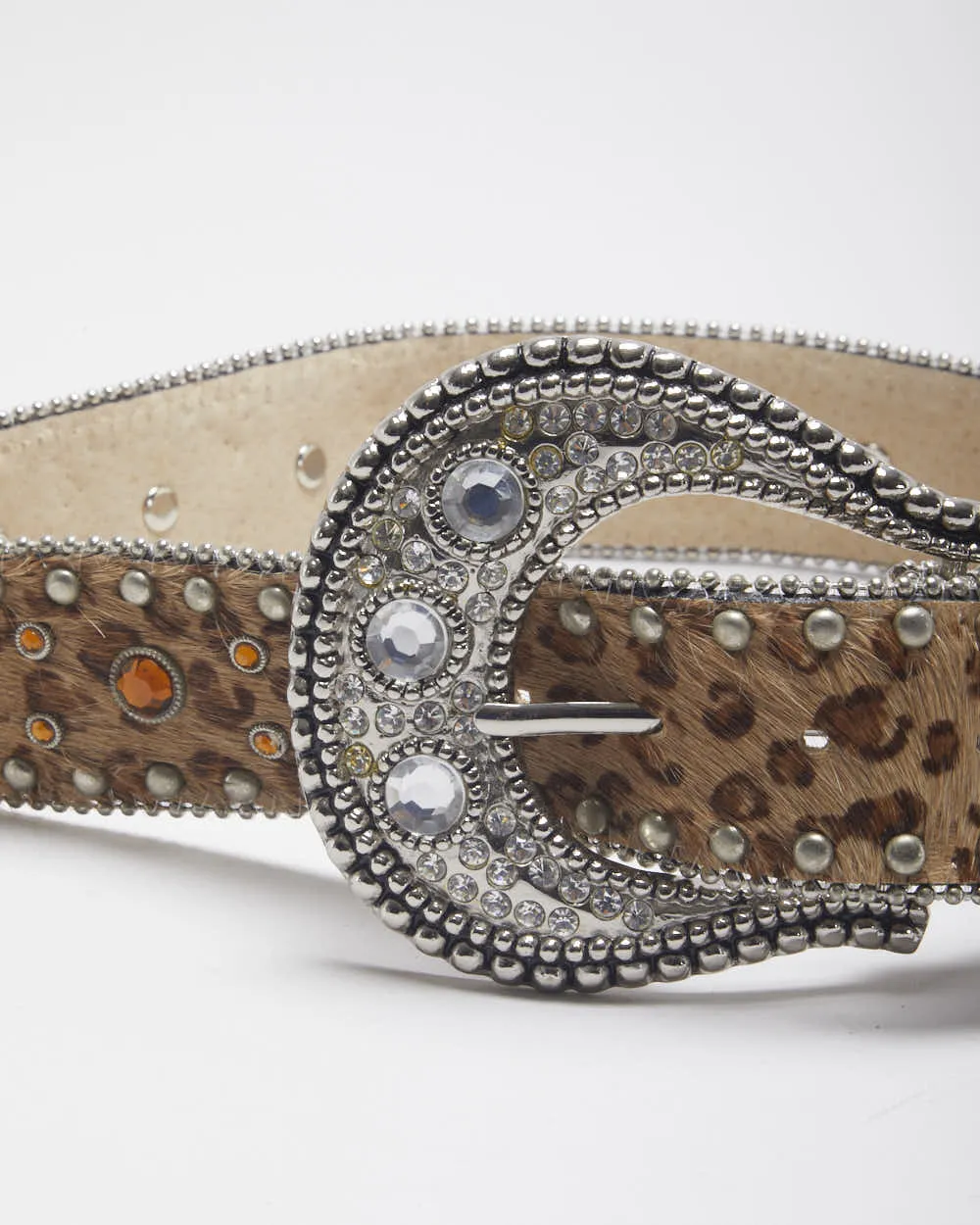 Y2k 00s Leather Rhinestone Leopard Print Belt - W26-W30 sold by Rokit product image thumbnail 4