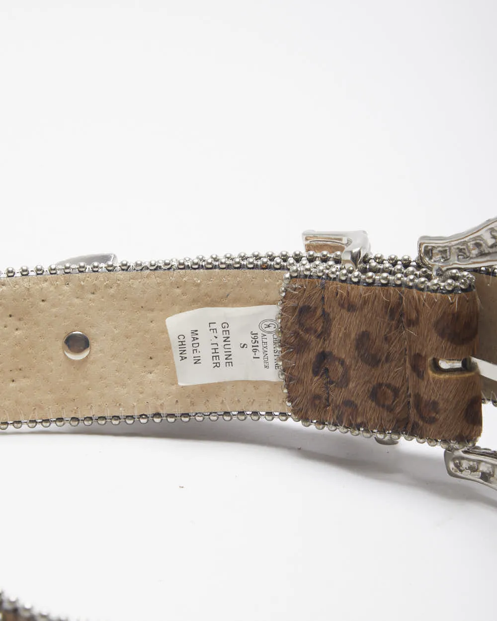 Y2k 00s Leather Rhinestone Leopard Print Belt - W26-W30 sold by Rokit product image thumbnail 3