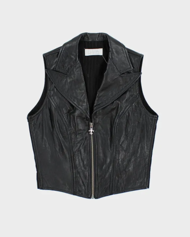 Y2k 00s Faux Leather Zip-up Top - S sold by Rokit
