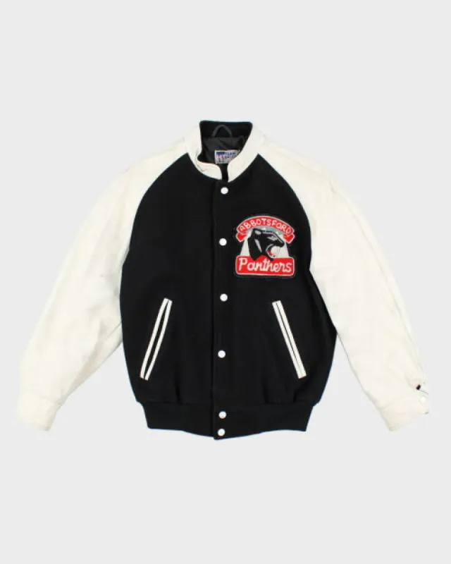Vintage 80's Panthers Embroidered Leather Varsity Jacket - M sold by Rokit