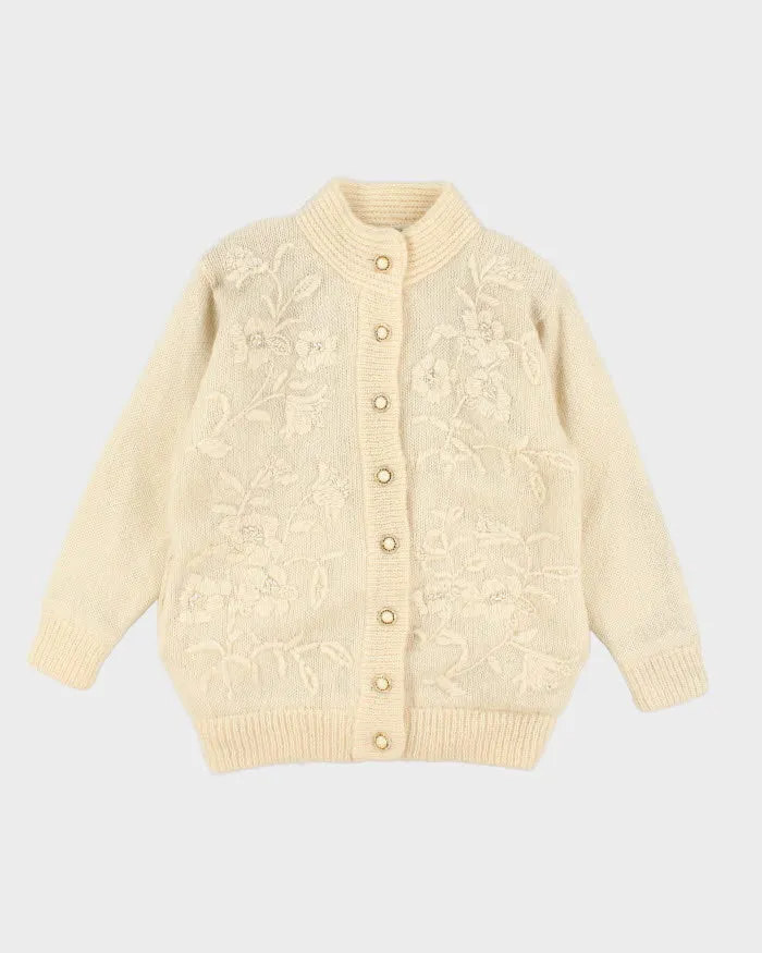Vintage 70s Cream Knit Cardigan - L sold by Rokit