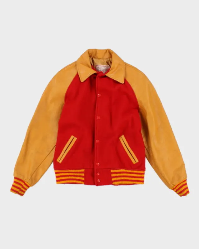 Vintage 70's Heavyweight Leather Varsity Jacket - M sold by Rokit