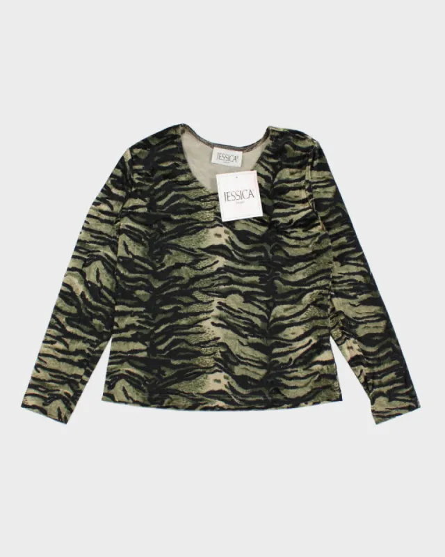 Deadstock Jessica Animal Print Velour Top - M sold by Rokit