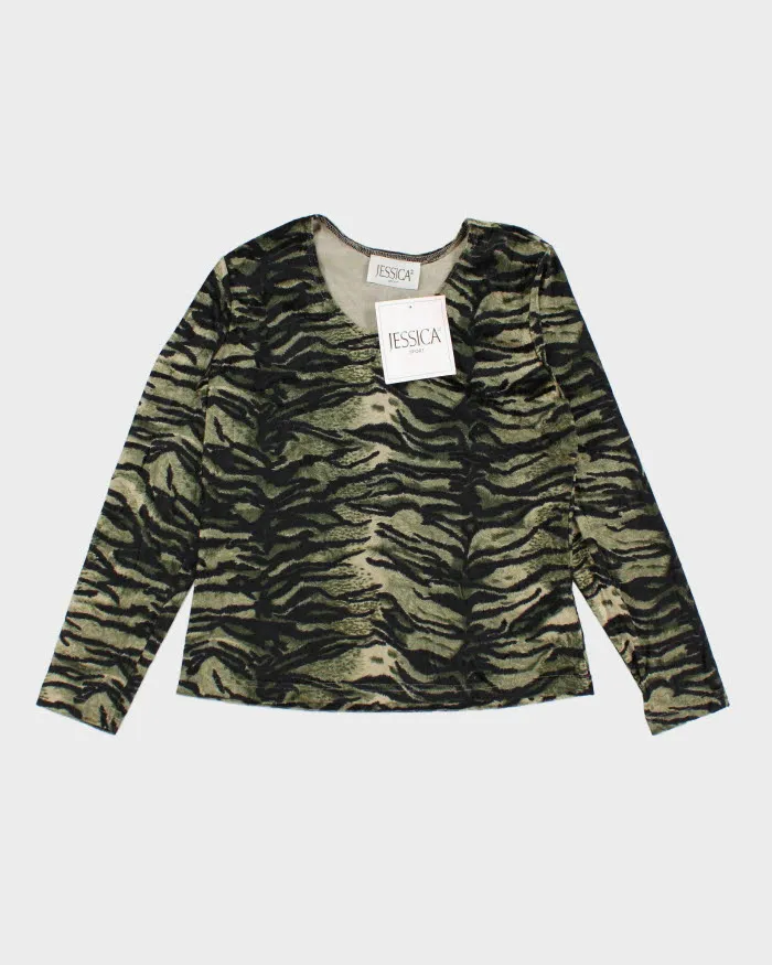 Deadstock Jessica Animal Print Velour Top - M sold by Rokit