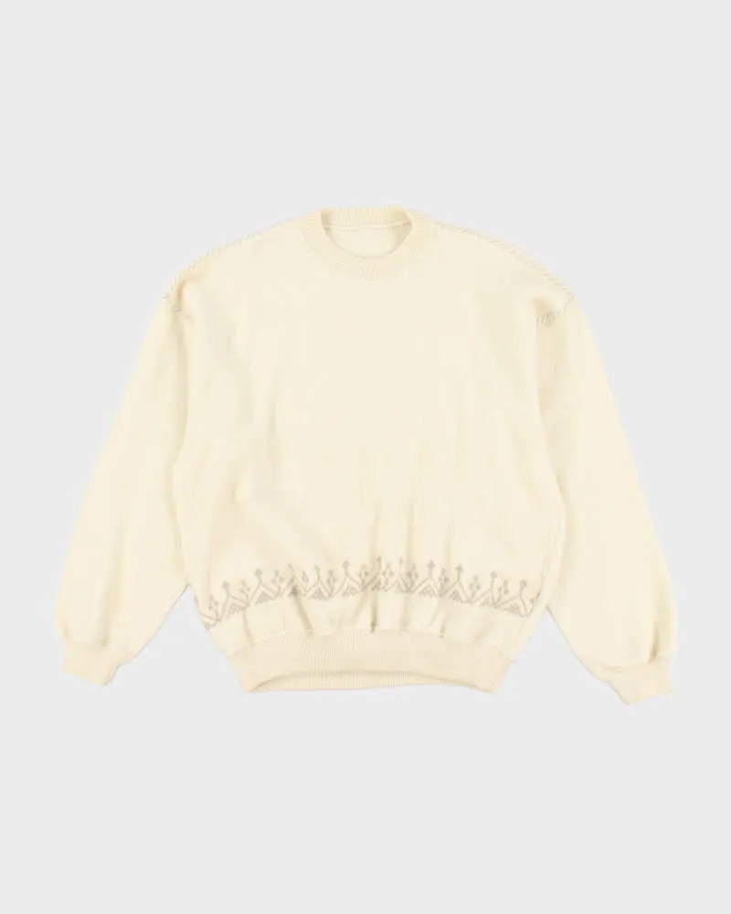 Vintage Wool Blend Cream Jumper - L sold by Rokit