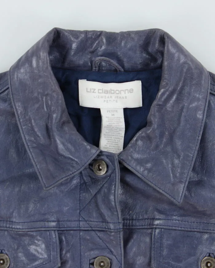 Vintage 90s Liz Claiborne Blue Leather Jacket - M sold by Rokit product image thumbnail 5