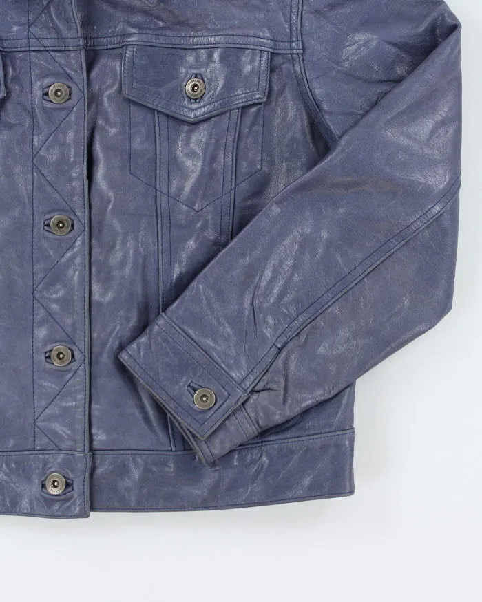 Vintage 90s Liz Claiborne Blue Leather Jacket - M sold by Rokit product image thumbnail 4