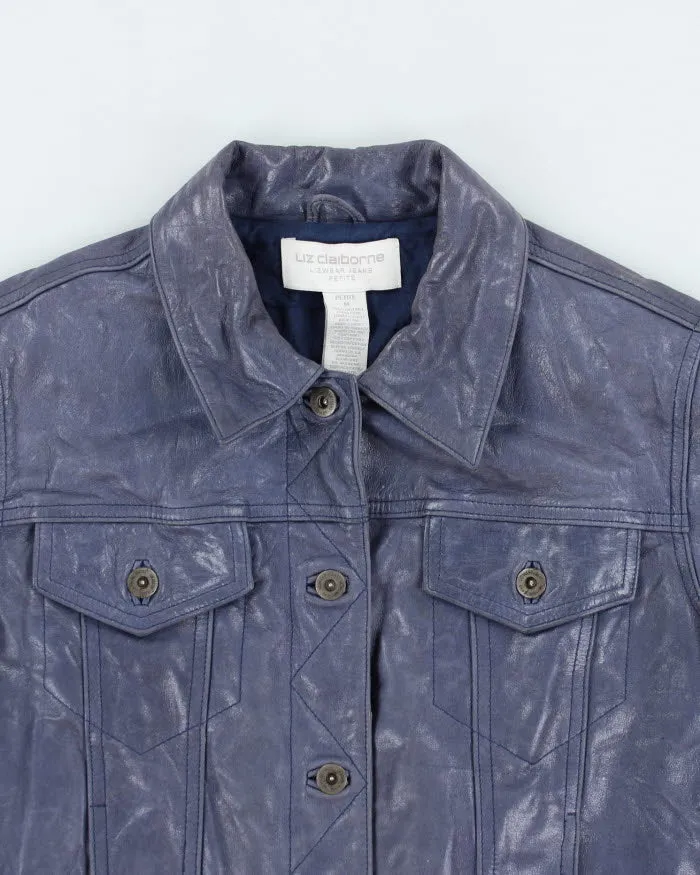 Vintage 90s Liz Claiborne Blue Leather Jacket - M sold by Rokit product image thumbnail 3