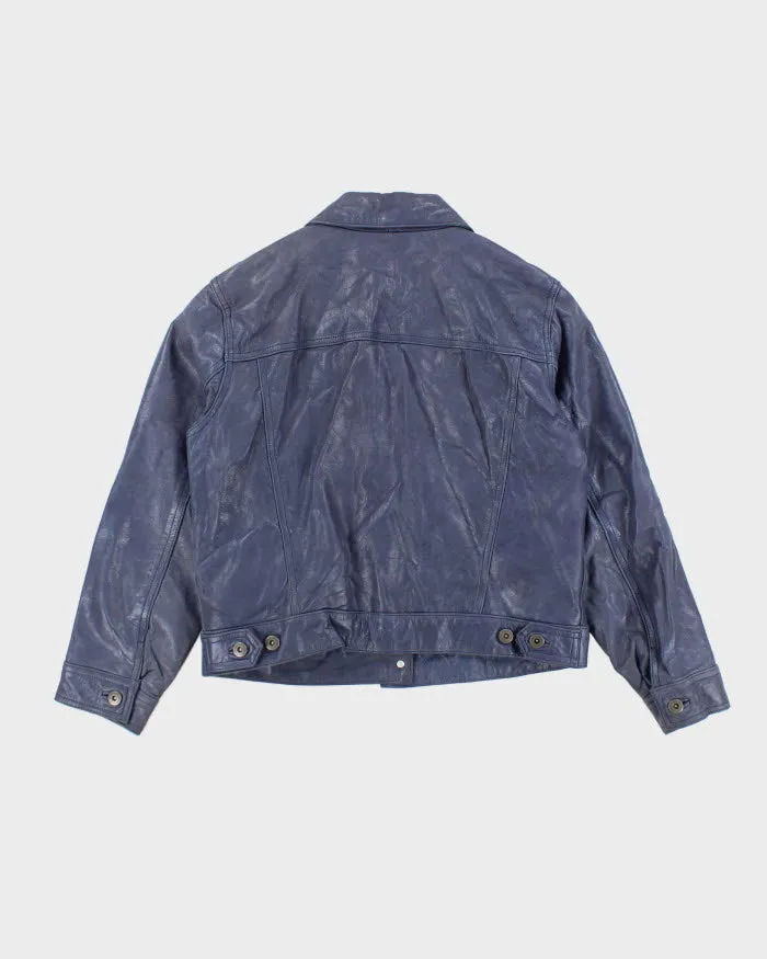 Vintage 90s Liz Claiborne Blue Leather Jacket - M sold by Rokit product image thumbnail 2