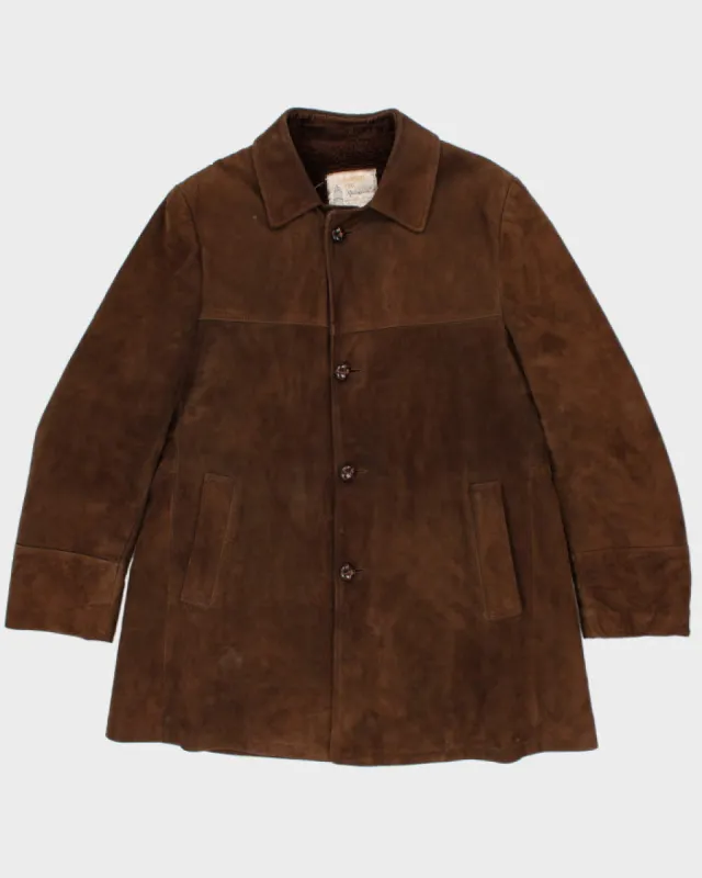 Vintage London Fog Brown Suede Fur Lined Jacket - L sold by Rokit