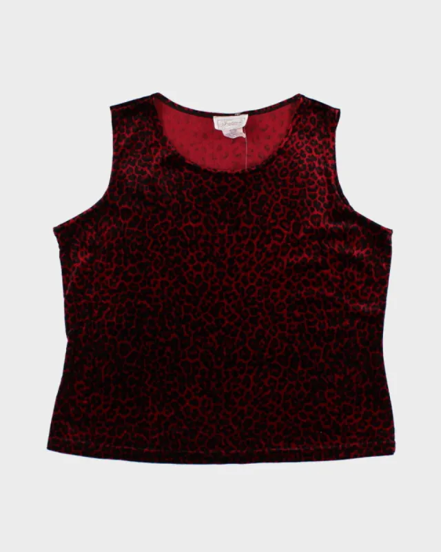 Y2k 00s Traditions Leopard Print Velvet Cami - L sold by Rokit