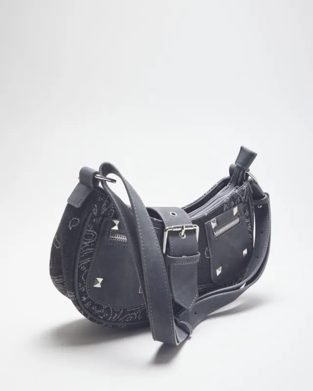 Y2k 00s Paisley Pattern Studded Mini Shoulder Bag sold by Rokit