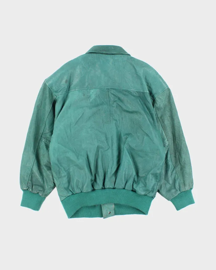 Vintage Pelle Green Leather Jacket - M sold by Rokit product image thumbnail 2