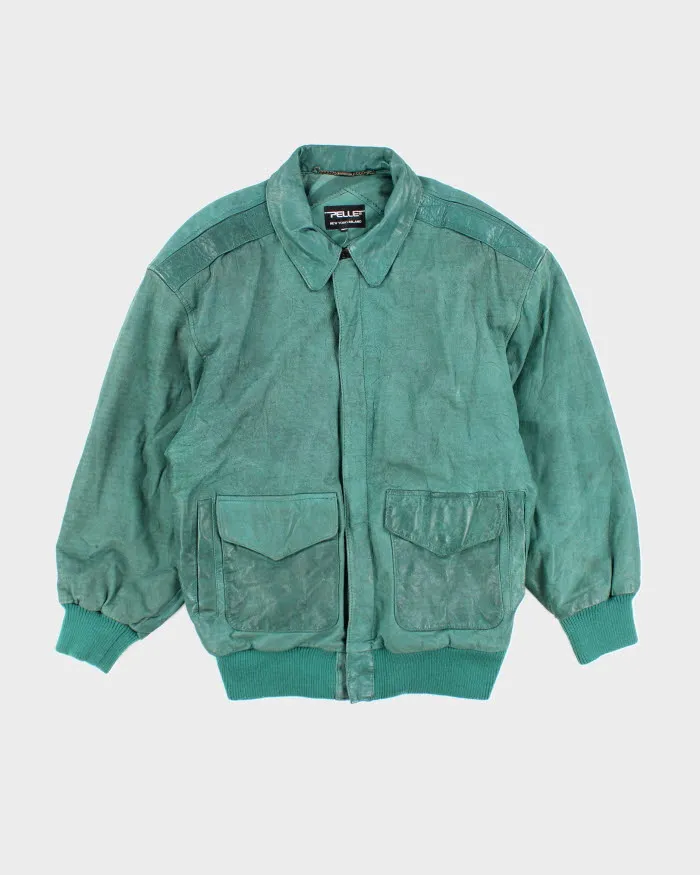Vintage Pelle Green Leather Jacket - M sold by Rokit