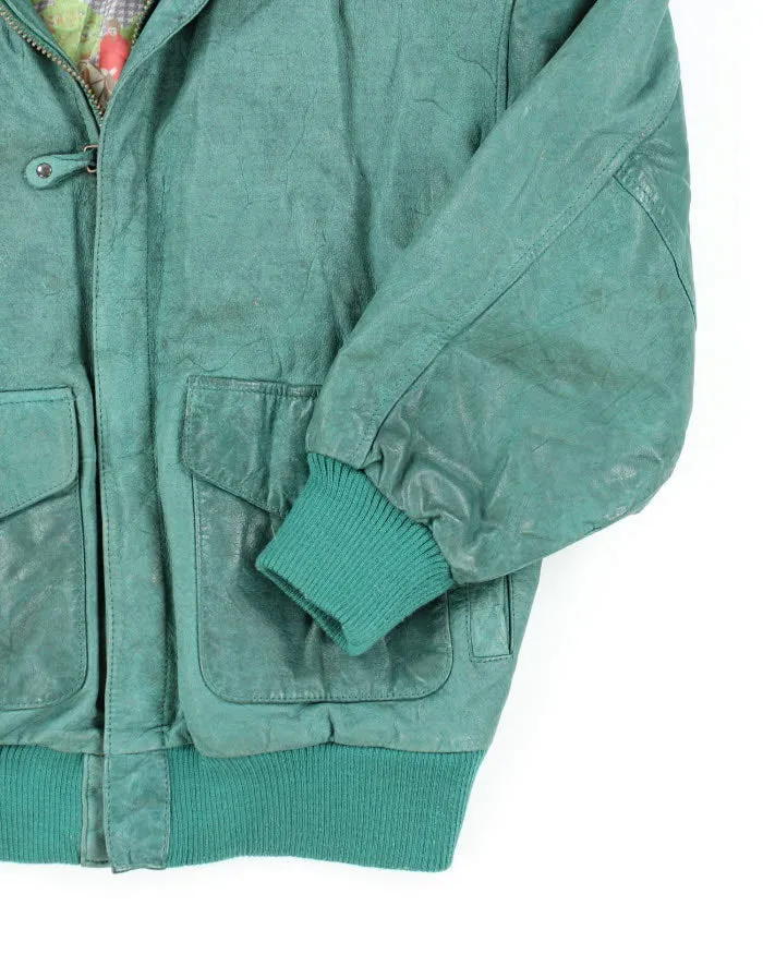 Vintage Pelle Green Leather Jacket - M sold by Rokit product image thumbnail 4