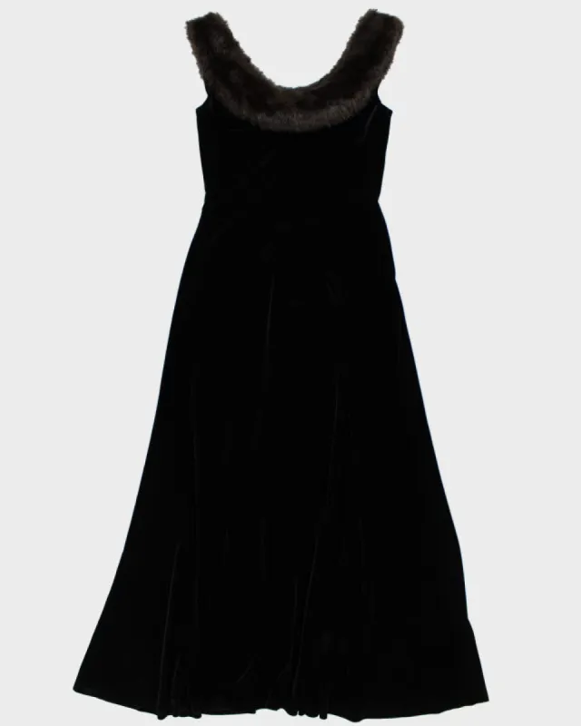 Vintage 90s Velvet Faux Fur Trim Dress - S sold by Rokit