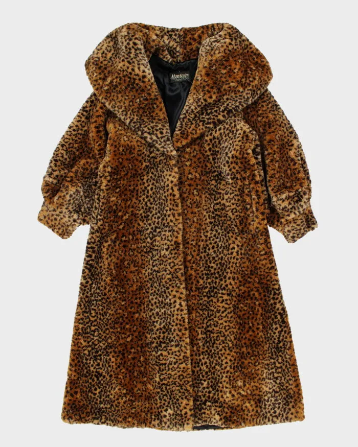 Monterey Leopard Print Faux Fur Coat - S sold by Rokit