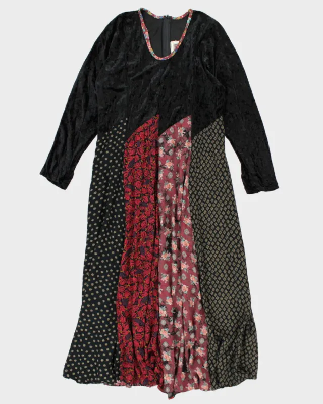 Vintage 90s Velvet Patchwork Dress - M sold by Rokit