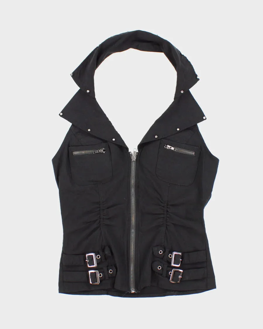 Y2k 00s Oh Yes Buckle Halter Top - L sold by Rokit