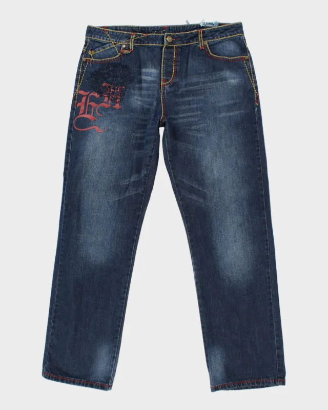 Y2K 00s Ed Hardy Embroidered Jeans - W40 L34 sold by Rokit