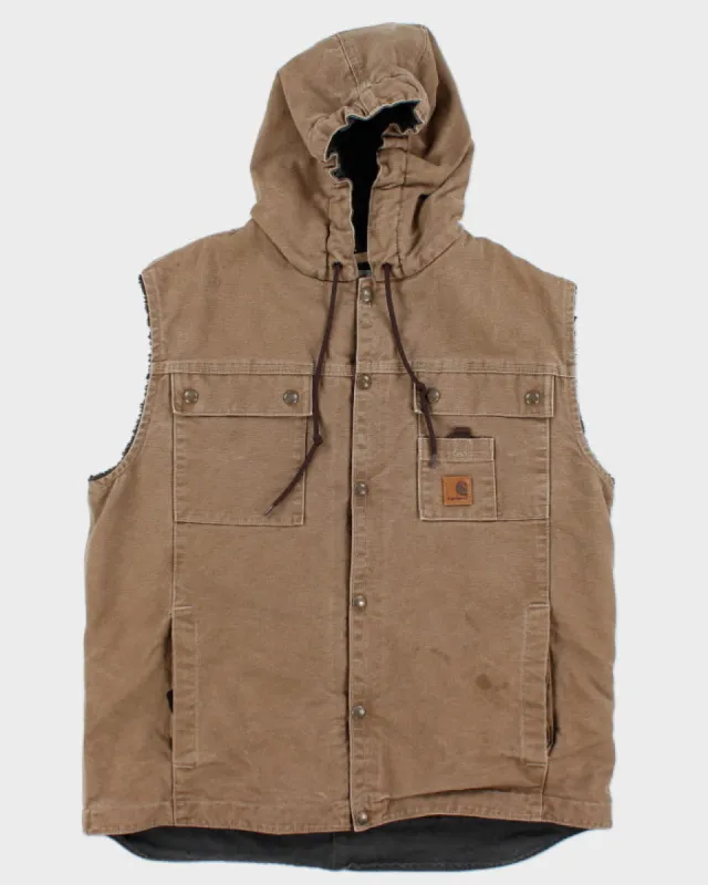 Vintage 90's Carhartt Heavyweight Quilted Hooded Gilet - L sold by Rokit