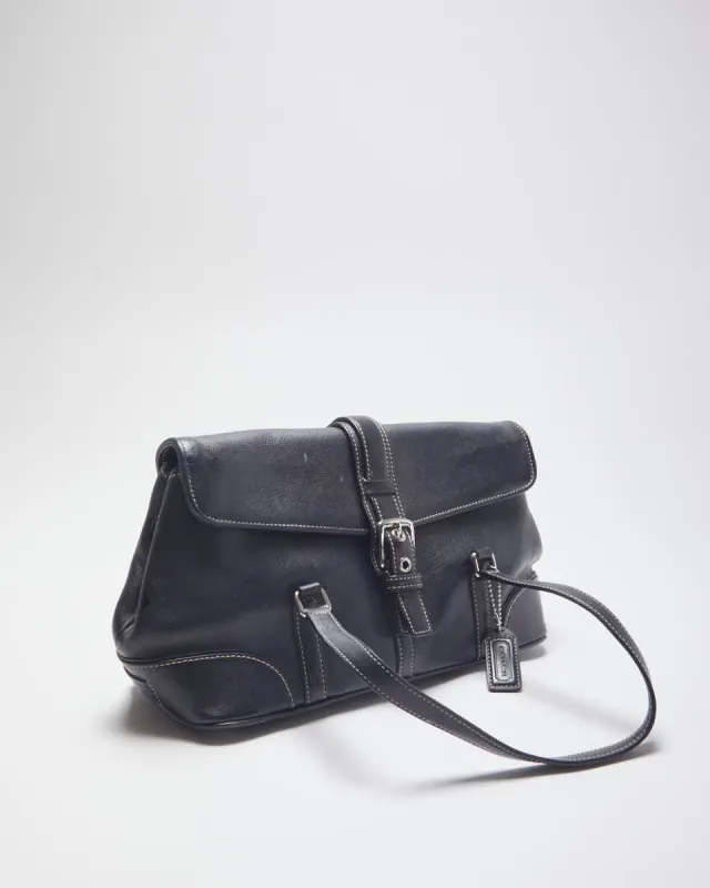 Coach Black Leather Mini Handbag sold by Rokit