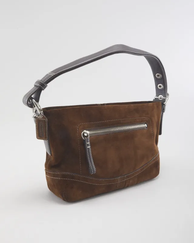 Coach Brown Suede Mini Handbag sold by Rokit