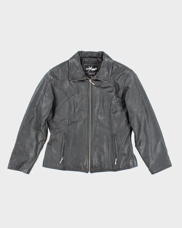 Vintage Maxima Black Leather Jacket - L sold by Rokit