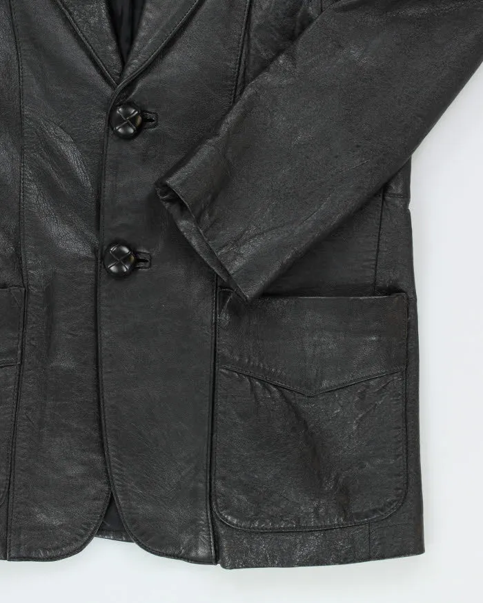 Vintage Black Leather Blazer Jacket - M sold by Rokit product image thumbnail 4