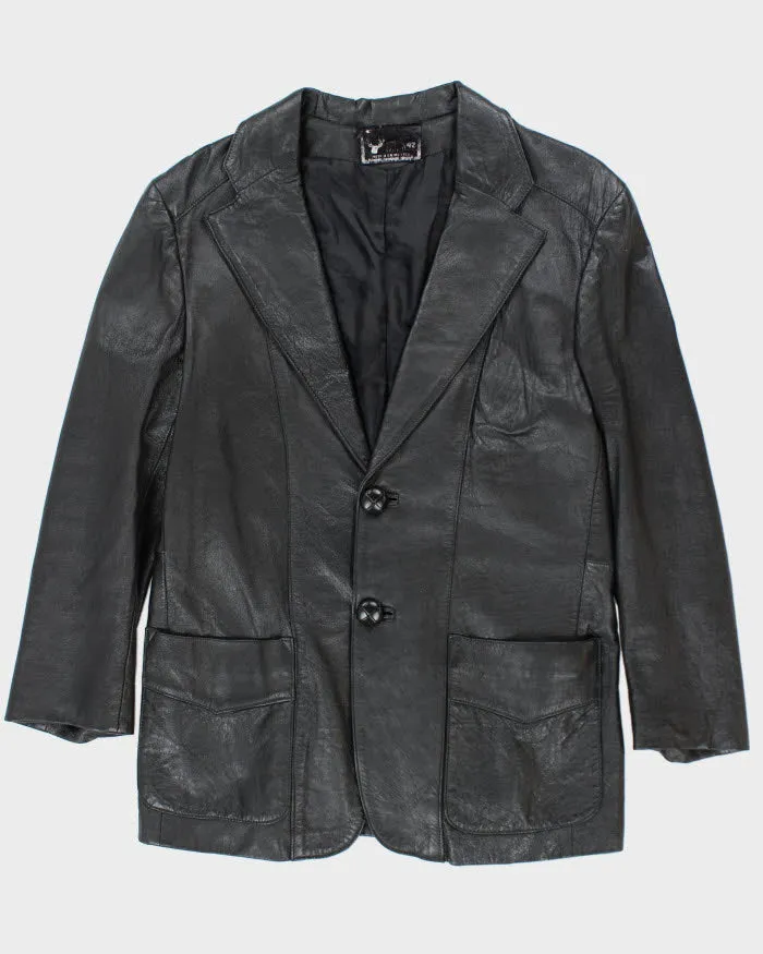 Vintage Black Leather Blazer Jacket - M sold by Rokit