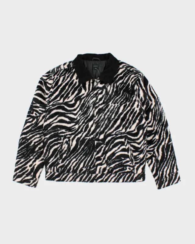 Obey Zebra Print Faux Pony Hair Jacket - L sold by Rokit