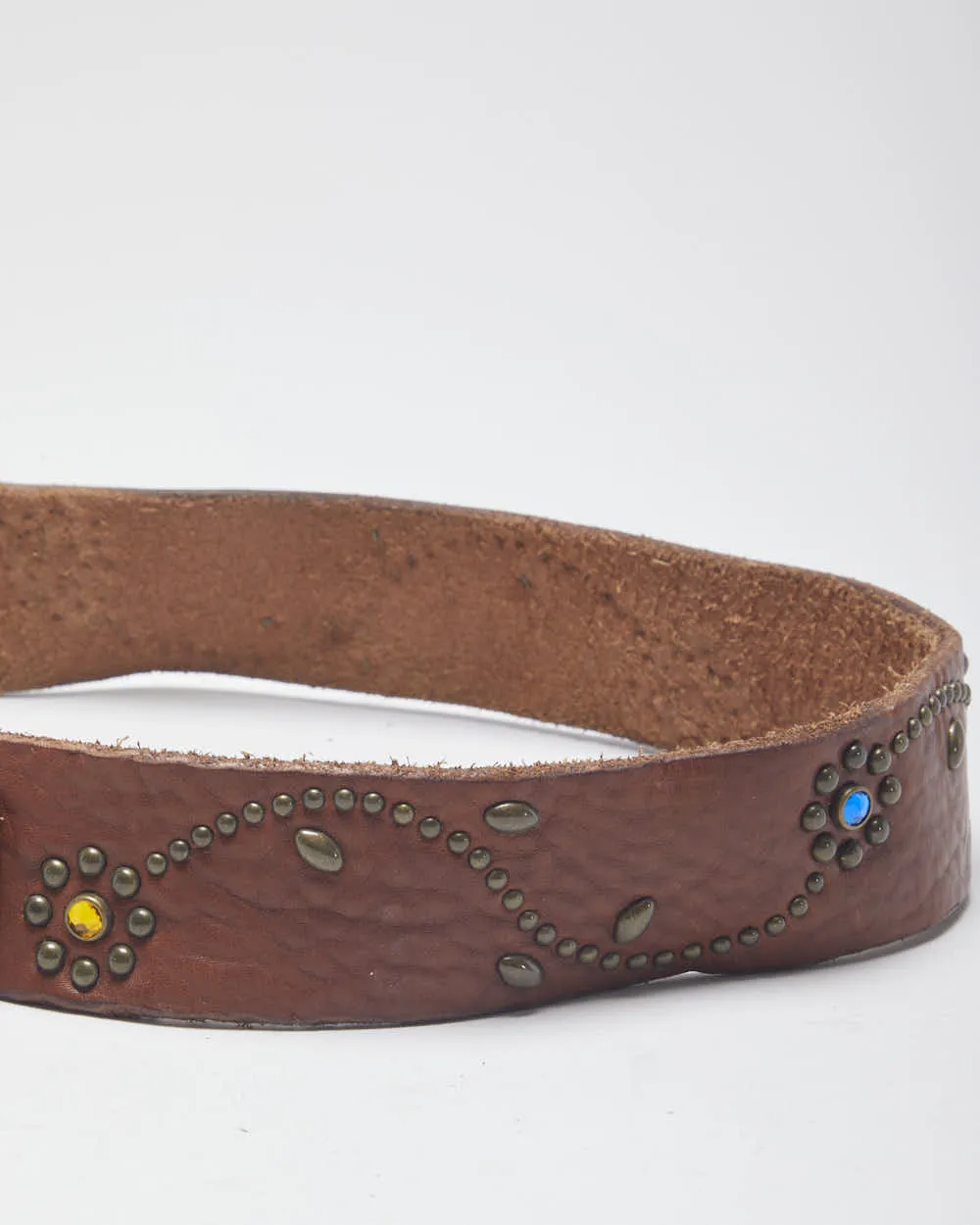 Y2k 00s Leather Rhinestone Belt -W30-W37 sold by Rokit product image thumbnail 3